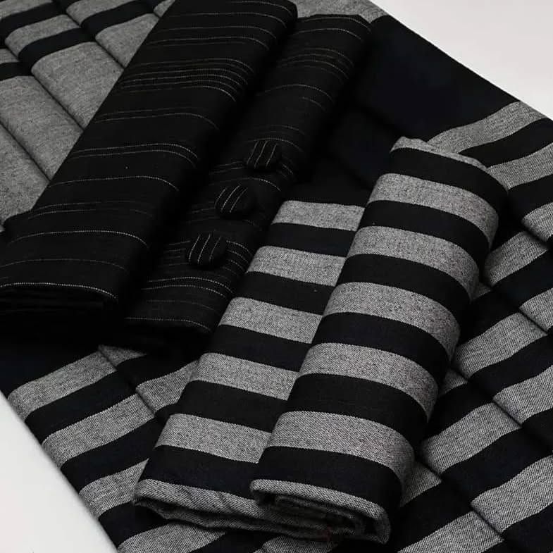 KHAADI SUSI MARINA 3-PC WINTER UNSTITCHED Black