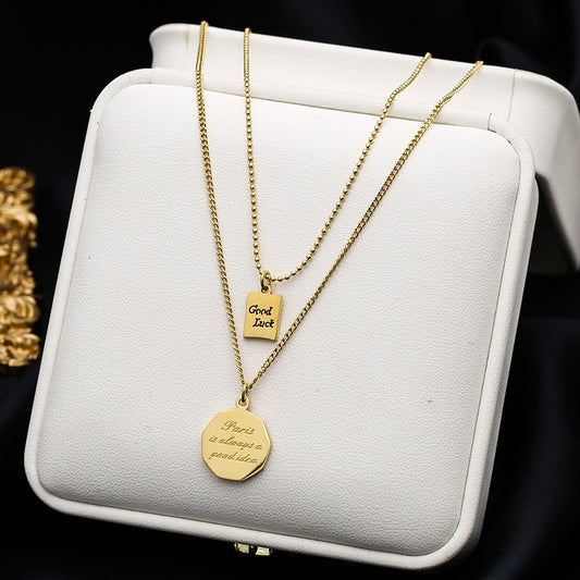 Good luck and inspired double chain pendant