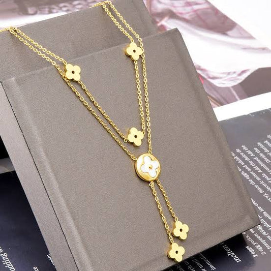Petals of grace double chain necklace