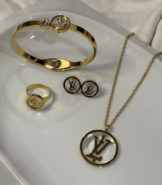 Luxury LV inspired crystal emblem set